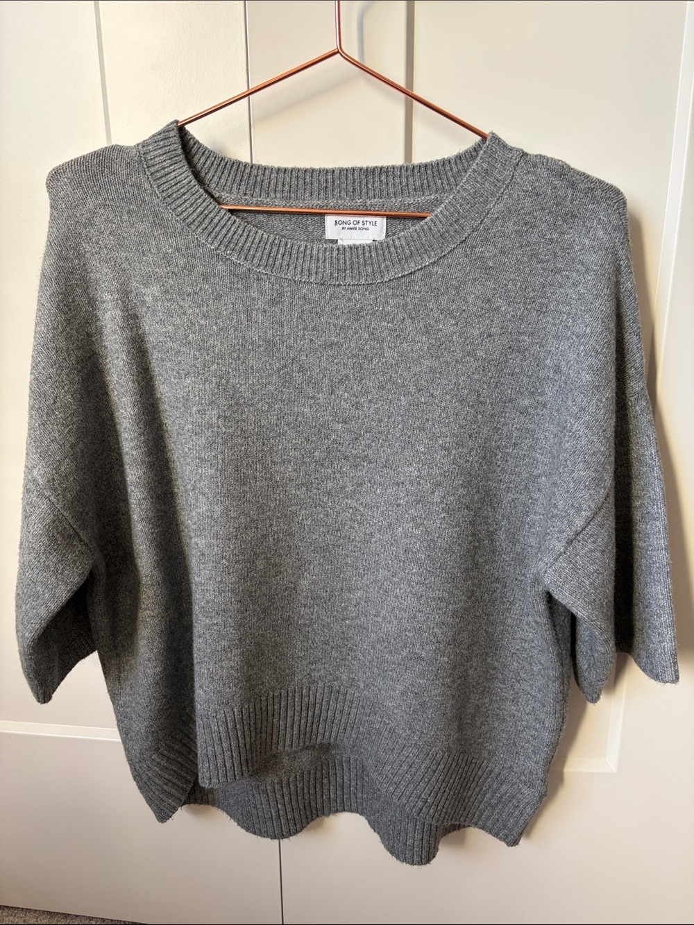 Song of Style Heather Gray Short-Sleeve Crewneck Sweater